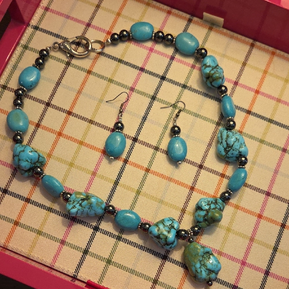 Artisan Blue and Silver Necklace with Unique Design